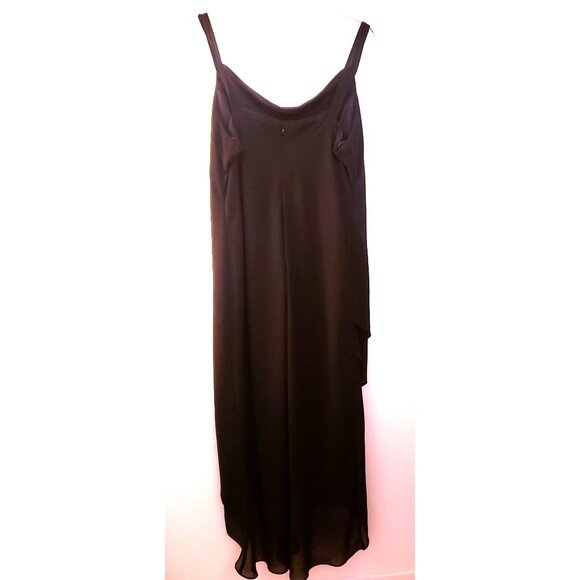 Vintage Black Chiffon Maxi Dress with Drape Neckline Sheer Hem Size 20W EUC - Picture 6 of 11